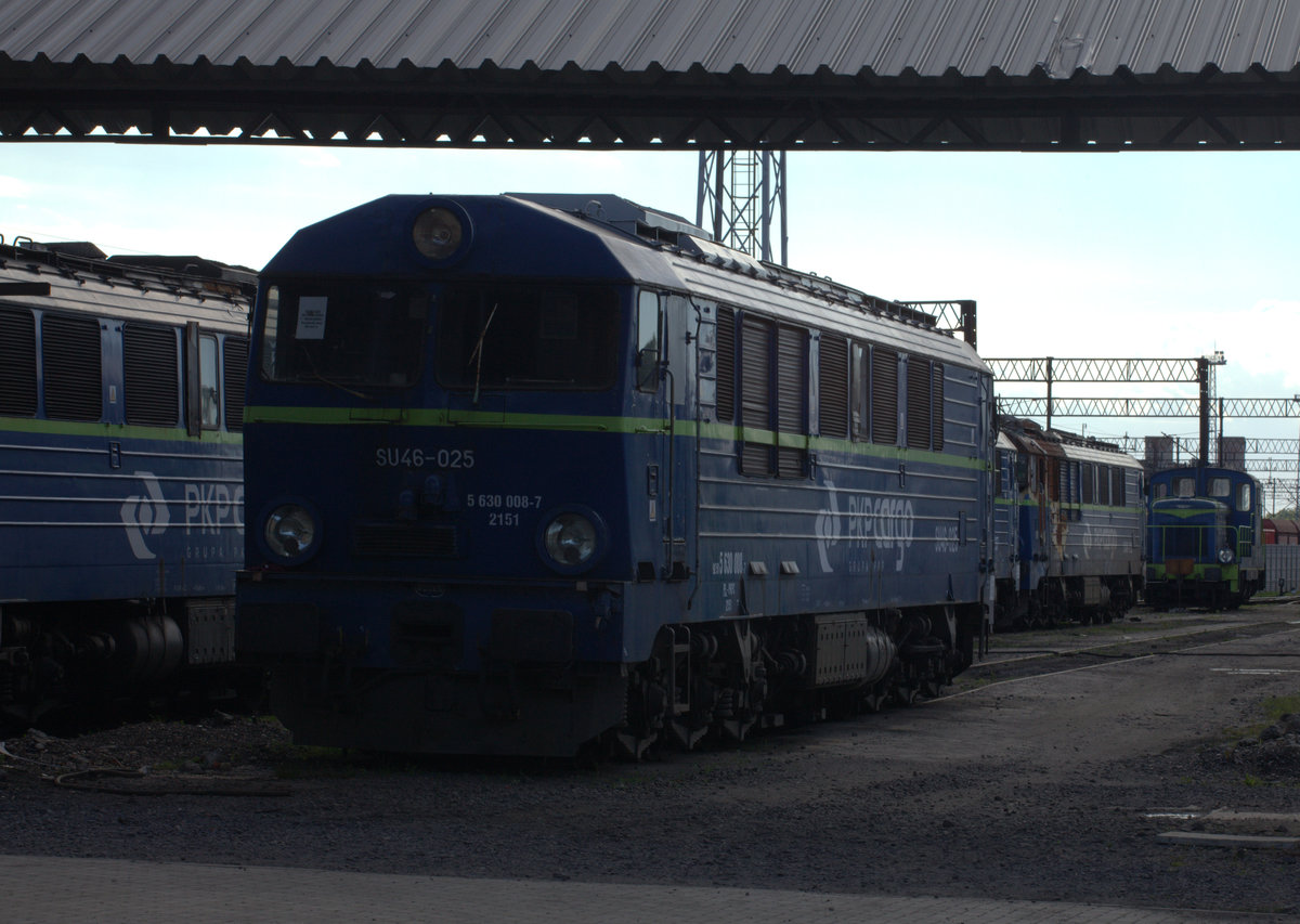 Einige Lokomotiven vom Typ SU 46 sind in Wegliniec abgestellt.Erstaunlich , der Fotograf konnte 3 abgestellte Lokomotiven mit deulichen Brandspuren auf einer Seite entdecken. 06.07.2106 17:12 Uhr.