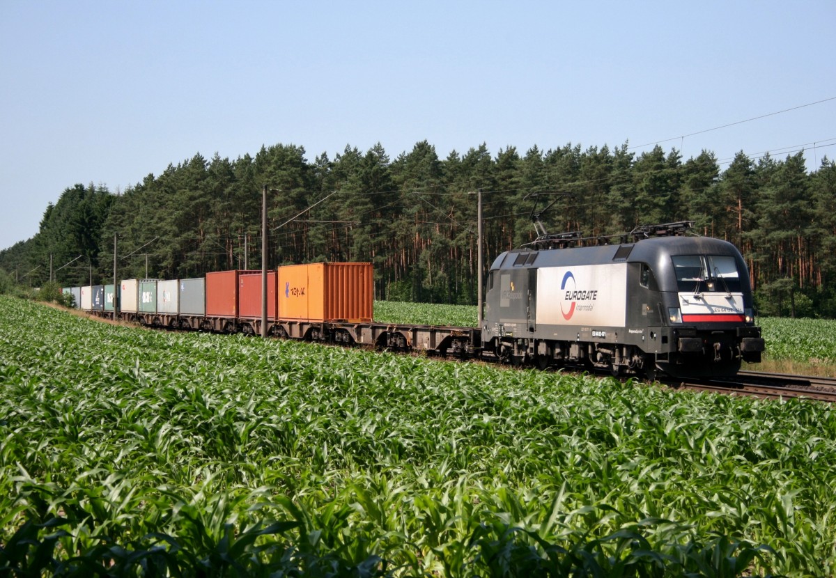 ES 64 U2-071 mit DGS 69312 (boxXpress, Mnchen-Riem–Hamburg-Waltershof) am 06.07.2013 zwischen Jesteburg und Maschen Rbf