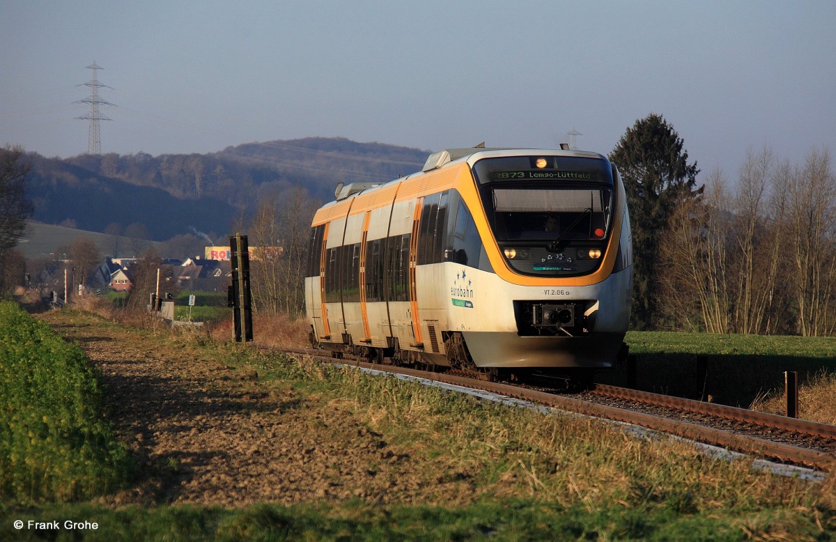 Eurobahn VT 2.06 Talent ERB 643 106-7, 943 106-4 (Baujahr 2000, Bombardier) als ERB 90235 Bielefeld Hbf. - Lemgo-Lüttfeld, KBS 404 Bielefeld - Lemgo-Lüttfeld, fotografiert bei Helpup am 28.12.2014