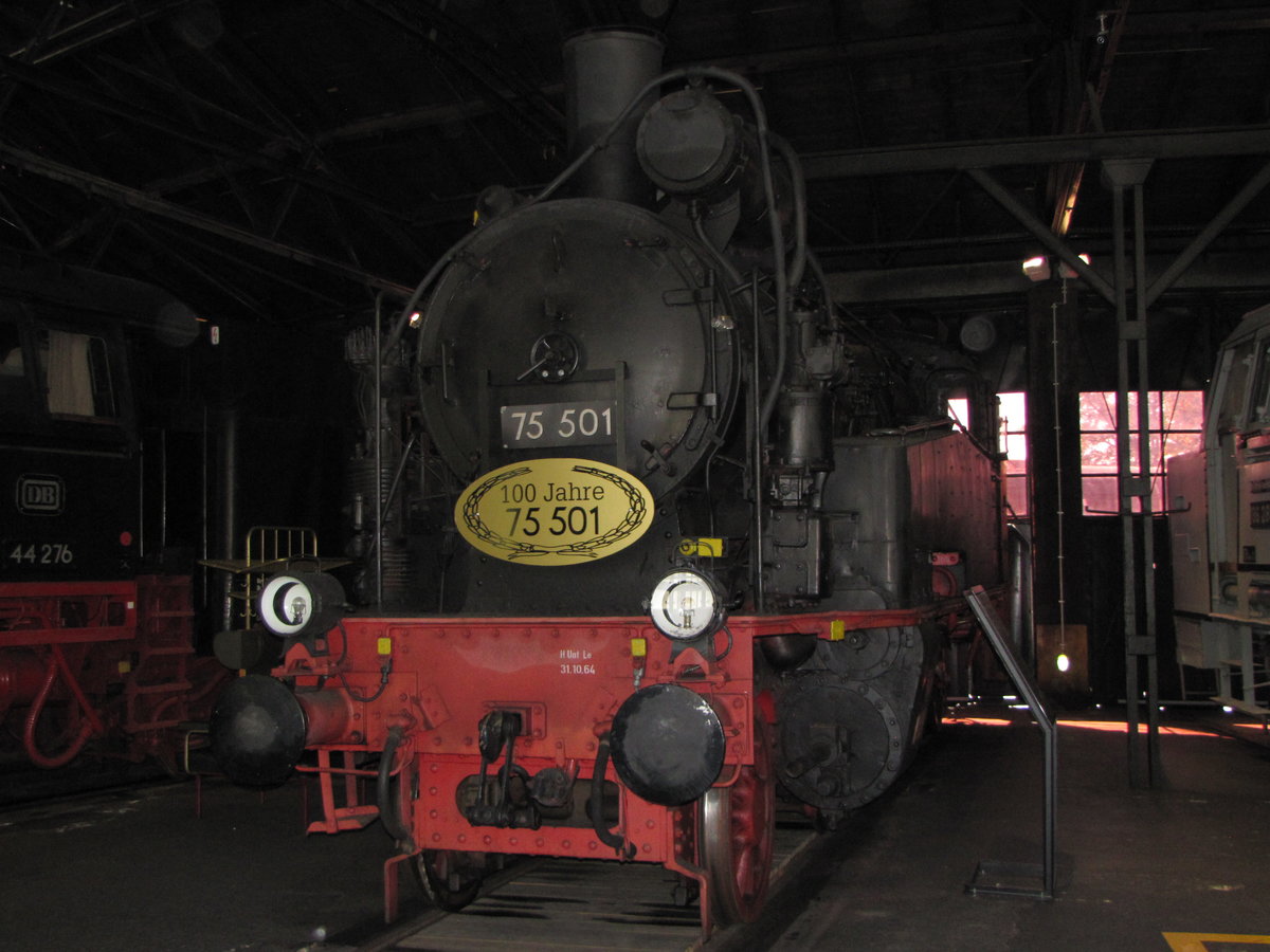 ex. DR 75 501 am 31.08.2016 im Deutschen Dampflokomotiv-Museum in Neuenmarkt-Wirsberg.
