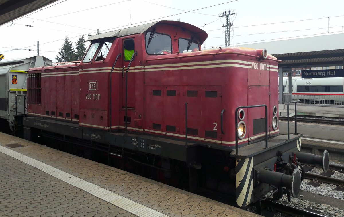 FME V60 11011 mit einem Überführungszug von Railadventure. Nürnberg Hbf 25.11.2018