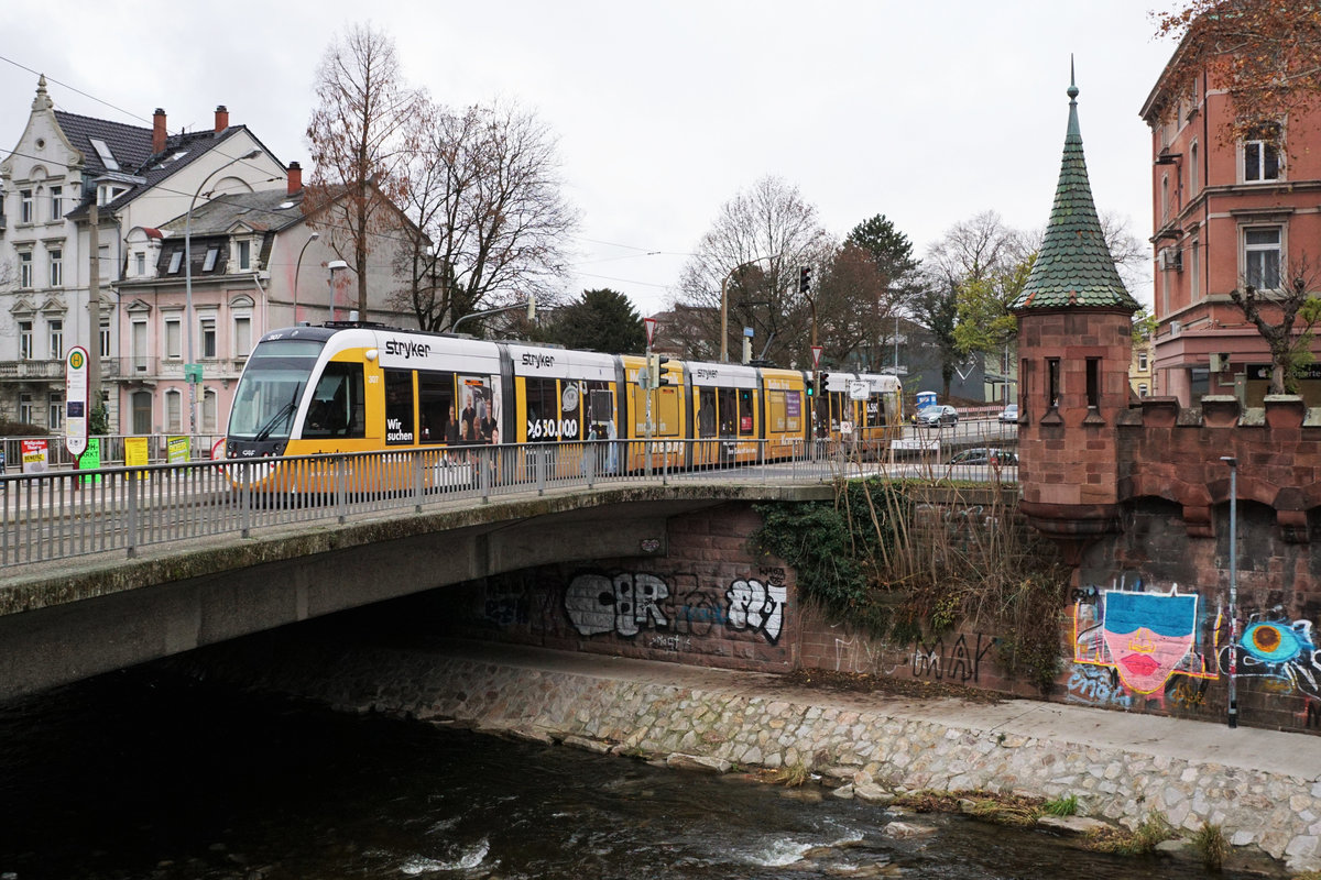 Freiburger Strassenbahn VAG.
Impressionen der Linie 1 vom 8. Dezember 2018.
Foto: Walter Ruetsch