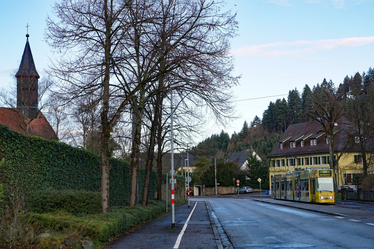 Freiburger Verkehrs AG.
VAG: Morgenstimmung in Günterstal vom 14. Dezember 2017.
Foto: Walter Ruetsch