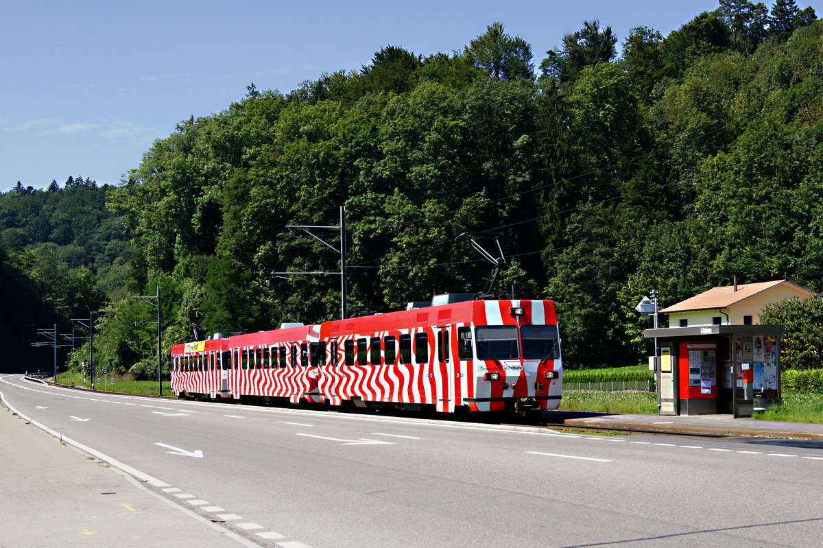 Triebwagen der FrauenfeldWil Bahn auf einem SBB Rollschemel in