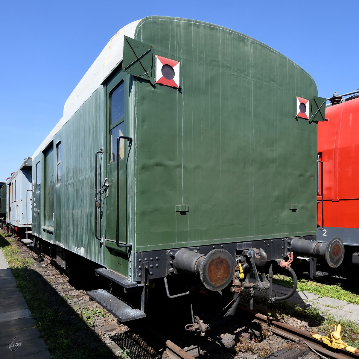 Gepäckwagen im August 2018 im Eisenbahnmuseum Koblenz.