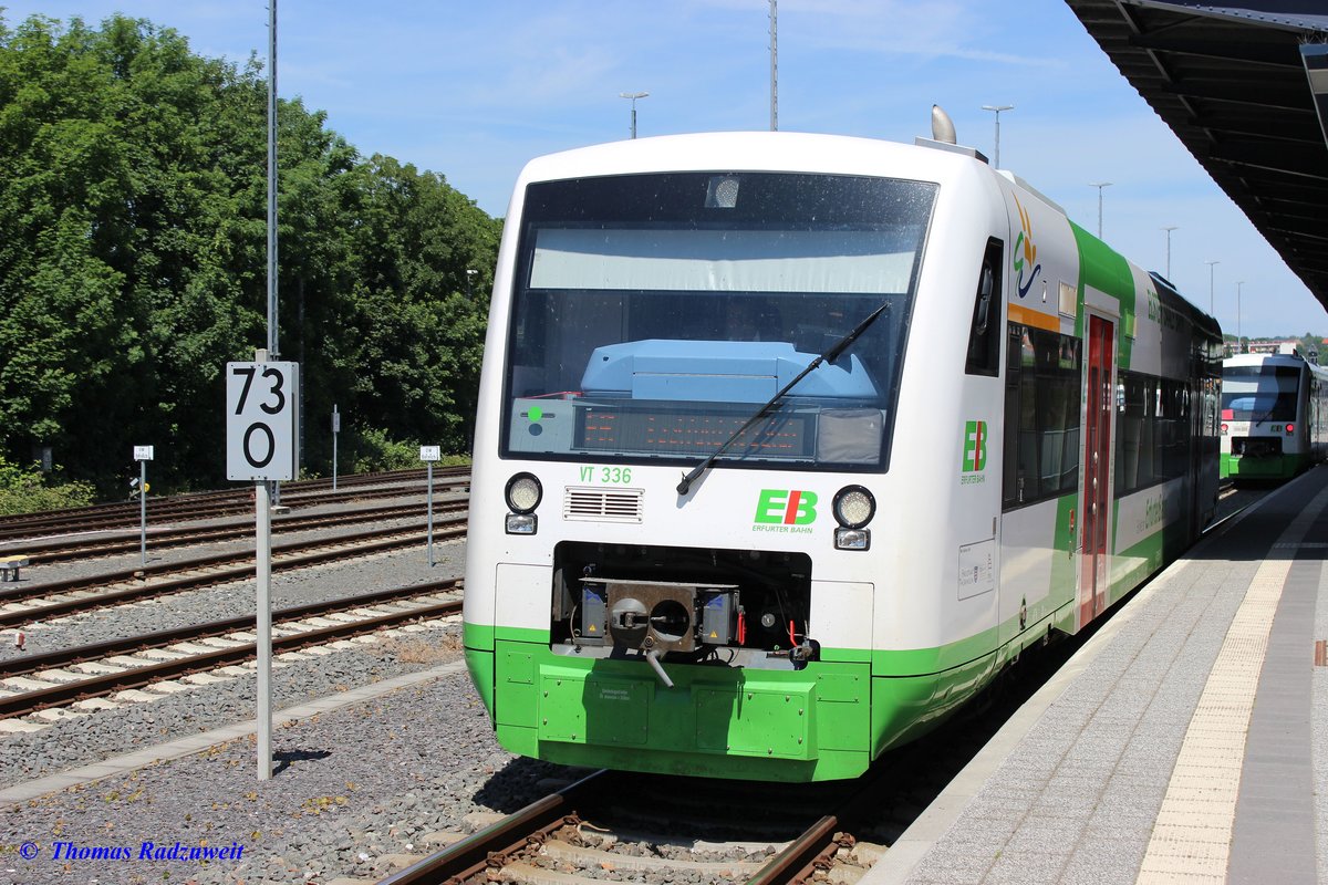 Gera Hbf am 7. Juni 2016: Die  Elster-Saale-Bahn  ist in Gera eingefahren. Sie kam über die KBS 550 von Leipzig über Zeitz.