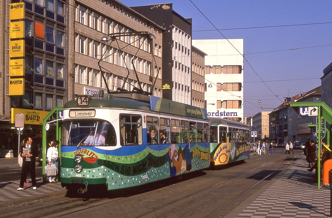Hannover Tw 468 + Bw 1467, Steintor, 15.04.1988.