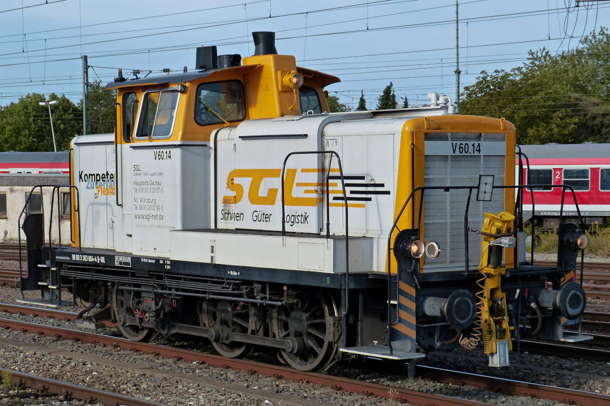 Heute am 25.08.2015 machte SGL V60.14 (363 664-4) einen Zwischenhalt im Bahnhof Crailsheim.