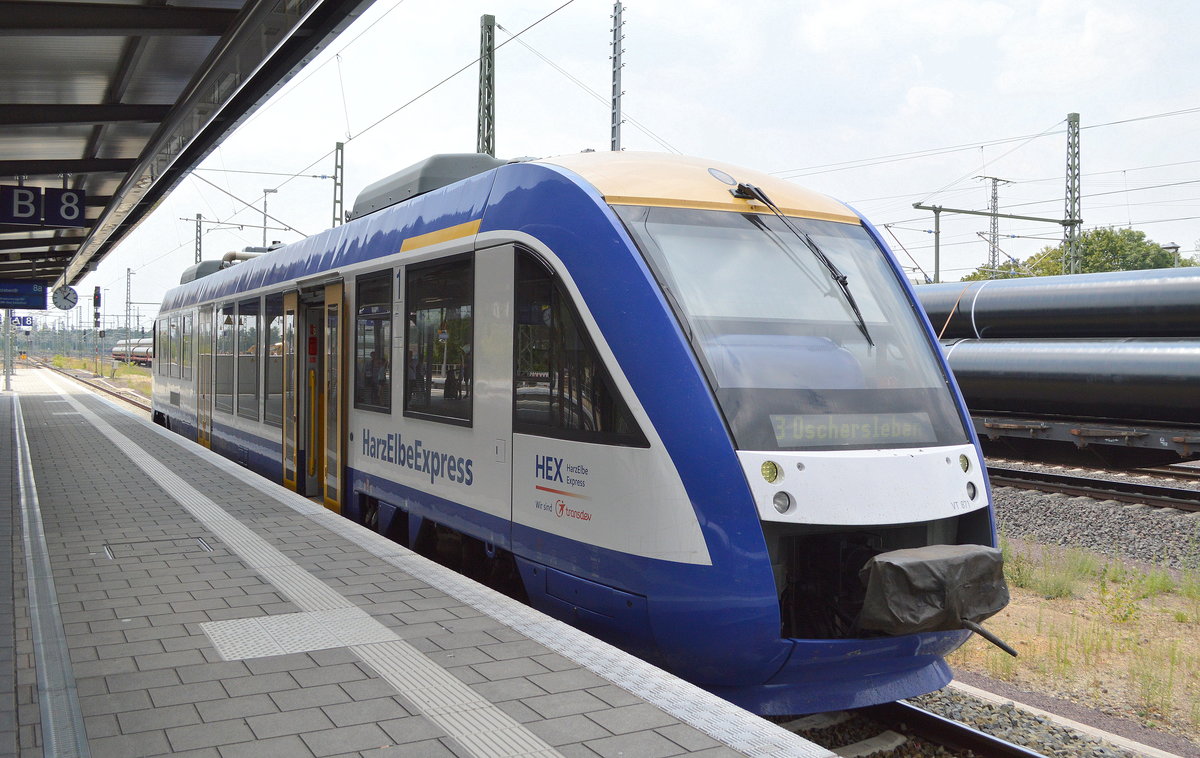 HEX - Harz Elbe Express/transdev mit VT 871 (95 80 0640 122-7 D-HEX) als HEX43 Richtung Oschersleben im Magdeburg Hbf. 20.07.18 