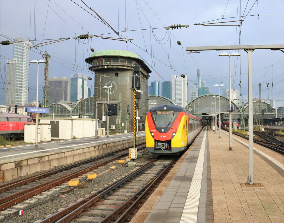 HLB (Hessische Landesbahn) Alstom Coradia Continental ET159 verlässt Frankfurt am Main Hbf als RB58  

