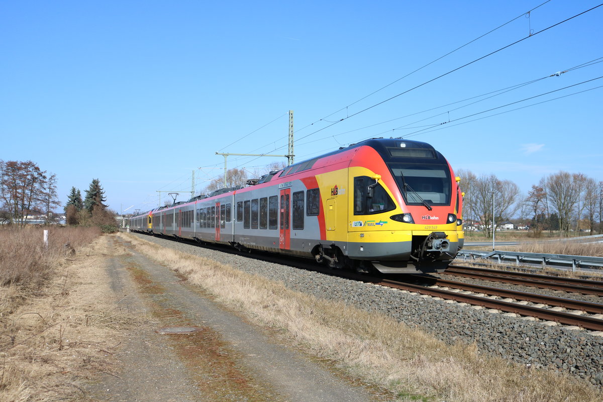 HLB Stadler Flirt 429 549 am 24.02.18 bei Karben (Wetterau)