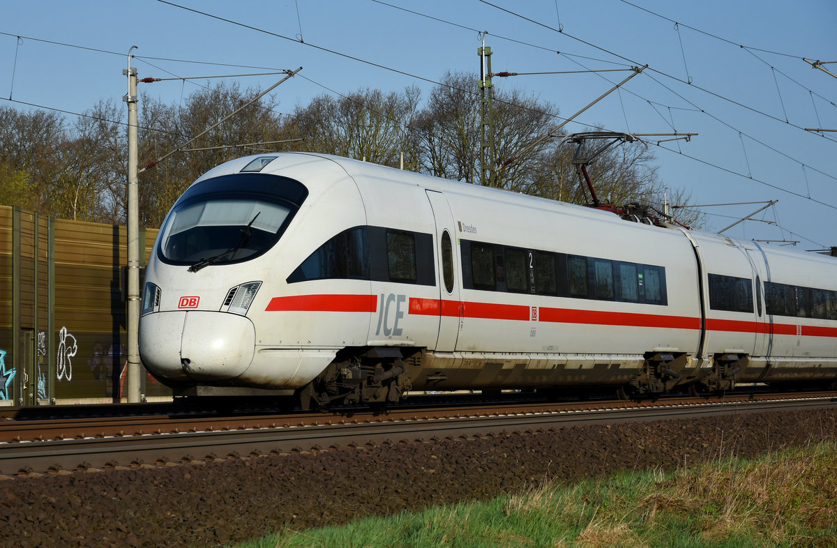 ICE-T 411 572-1  Dresden  kommend aus Hamburg, unterwegs in Richtung Lüneburg. 17.04.2018, Höhe Bardowick.