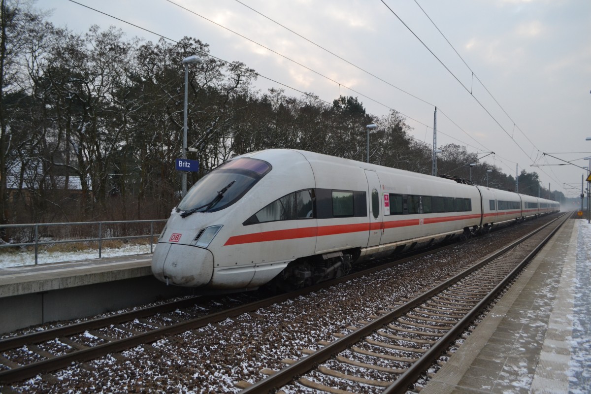 ICE-T durchfährt den Bahnhof Britz in Richtung Stralsund 06.01.2016
