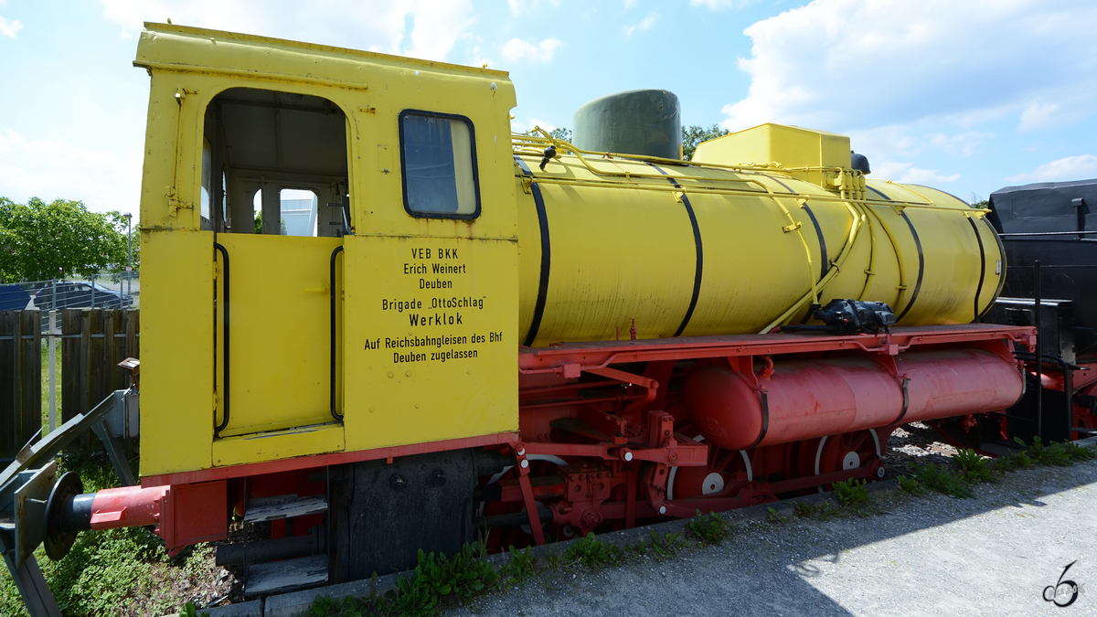 Im Dampflokwerk Meiningen wurden im Zeitraum 1984-1988 202 Dampfspeicherlokomotiven vom Typ FLC gebaut. Dieses Exemplar befindet sich im Technikmuseum Speyer. (Mai 2014)