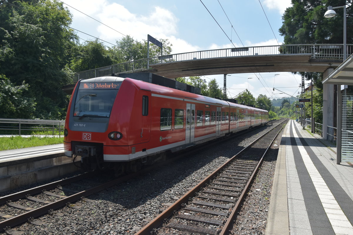 Im Nachschuß ist die S1 nach Osterburken/425 760 nun auch zu sehen in Neckargerach am Samstag den 10.6.2017