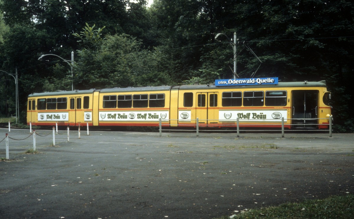 Karlsruhe VBK SL 3 (GT8 190) Rappenwrt im Juli 1988.