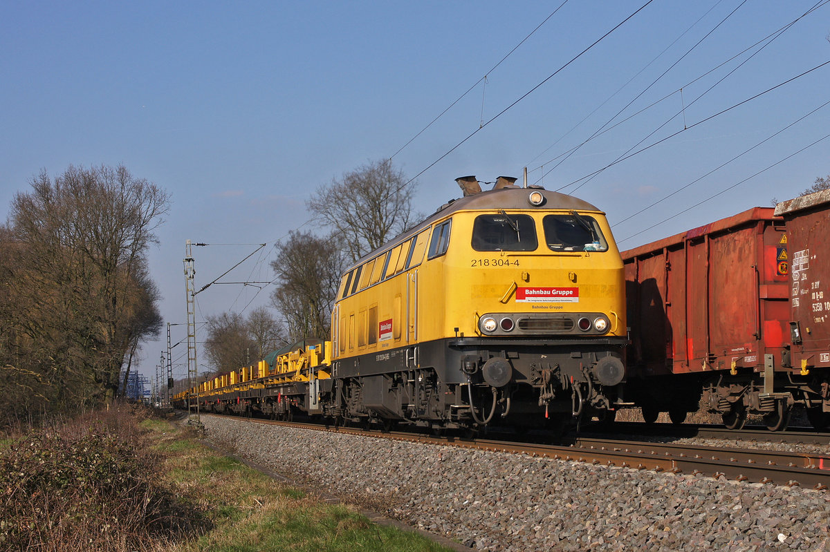 Lokomotive 218 304-4 am 27.02.2016 in Lintorf.