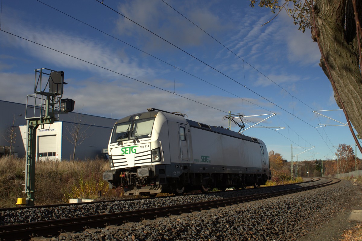 LZ Leistung des SETG Vectrons 193 814 bei der Einfahrt nach Plauen ob. am 07.11.2015