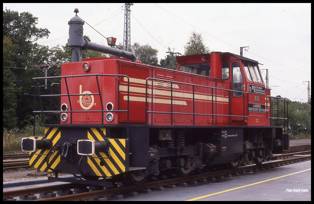 MAK Lok D 23 der Bentheimer Eisenbahn am 6.10.1991 im Bahnhof Bad Bentheim.