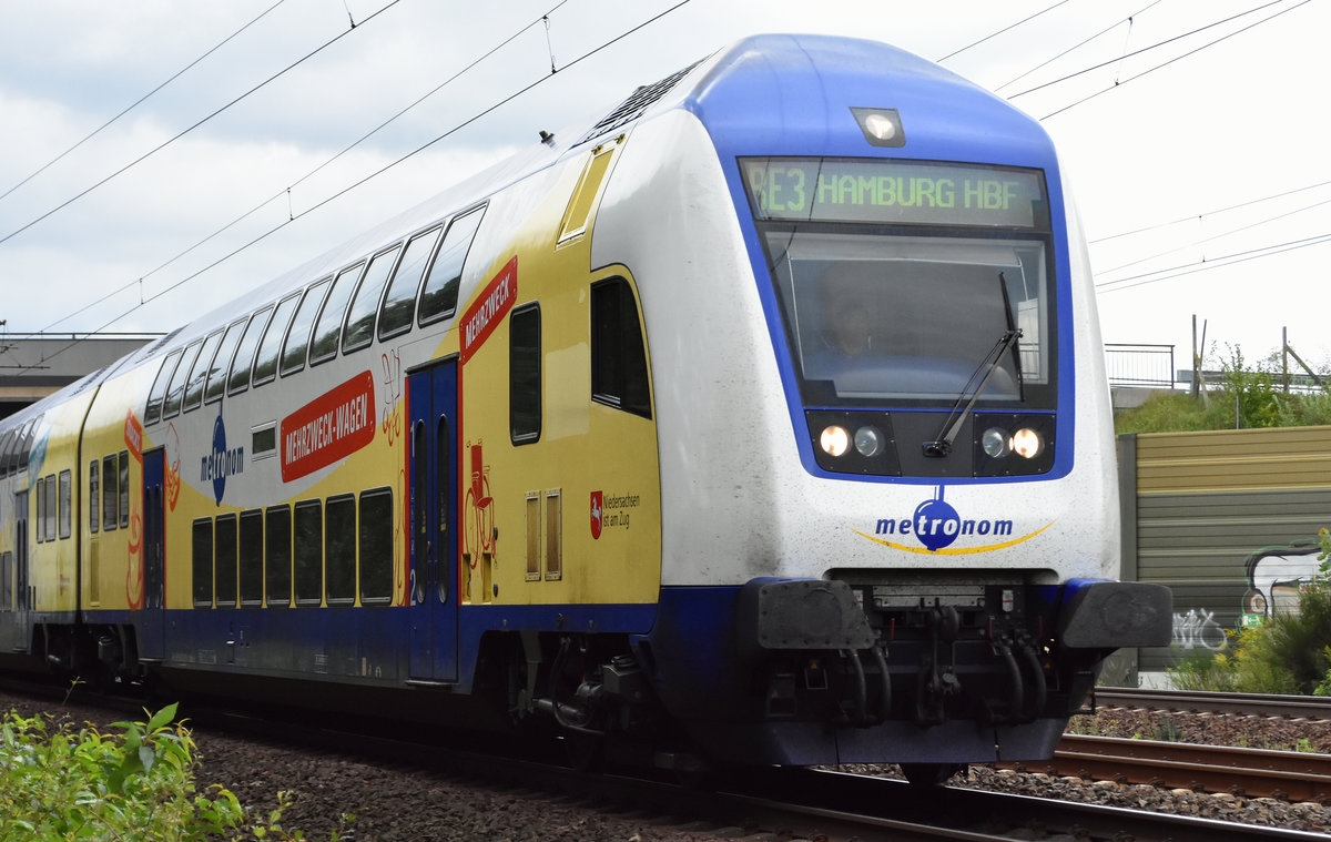 Metronom RE3 kommend aus Lüneburg, in Richtung Hamburg unterwegs. Höhe Bardowick 22.08.2017