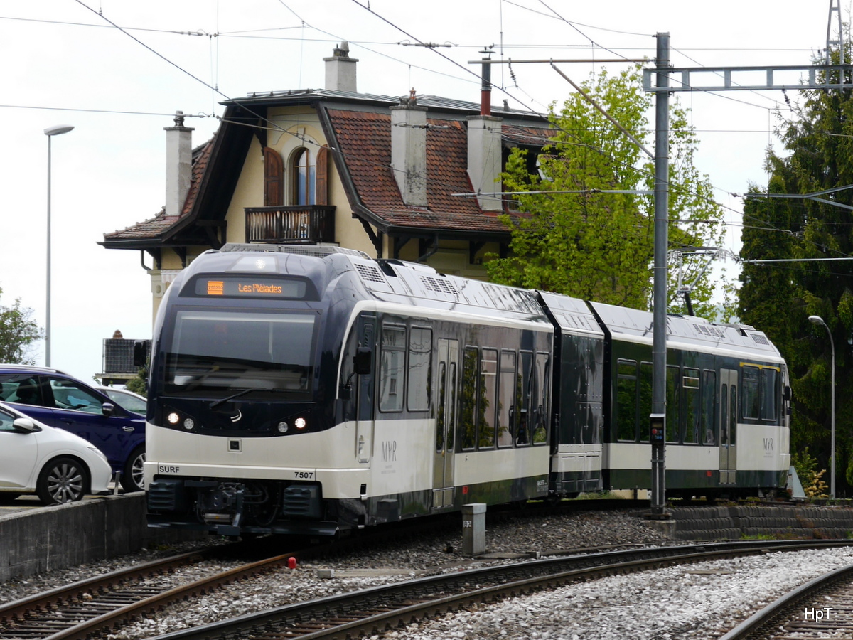 MOB - Triebwagen ABeh 2/6 7507 abgestellt in Chernex am 09.05.2017