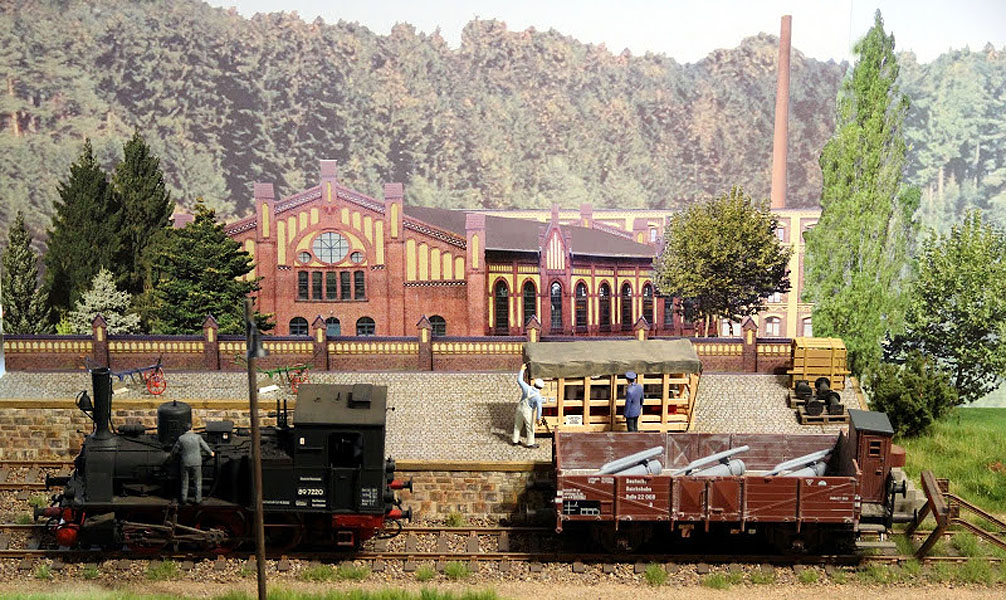 Modellbahn Szene auf einer Modellbahnanlage in Gera. Foto 06.12.14