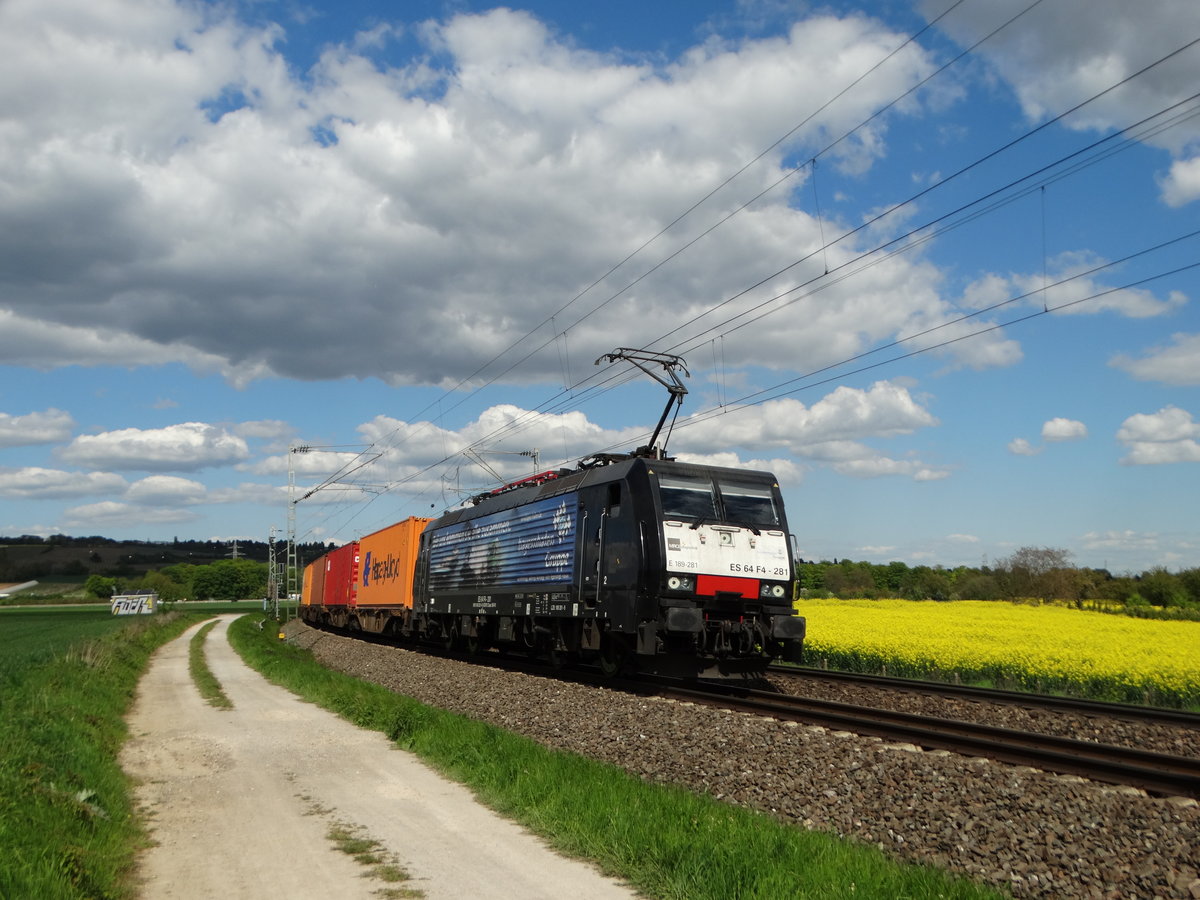 MRCE/Dispolok ES 64 F4-281 (189 281) Bayernhafen am 04.05.16 bei Walluf