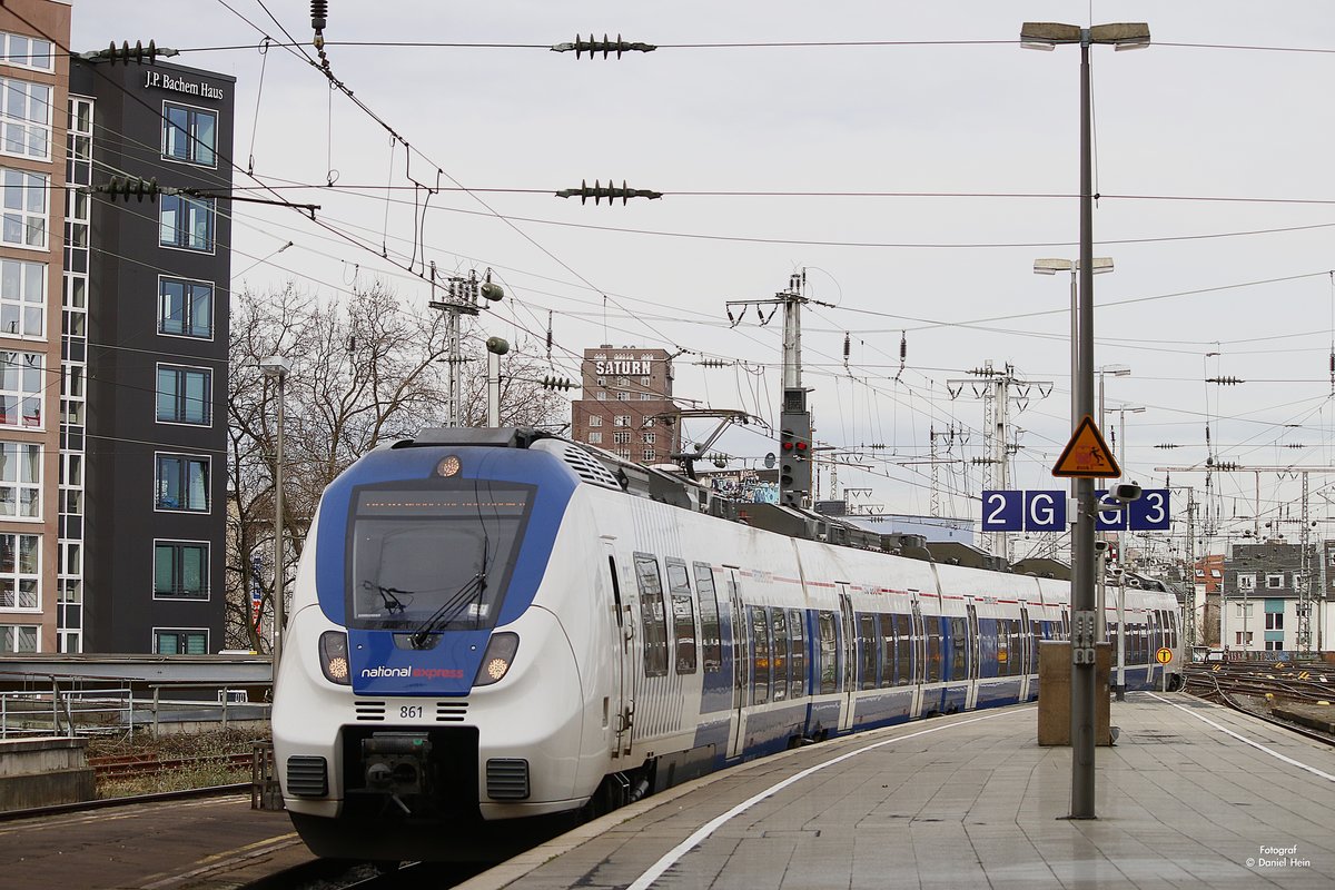 Nationalexpress 861 als RB48 in Köln Hbf, am 04.03.2017.