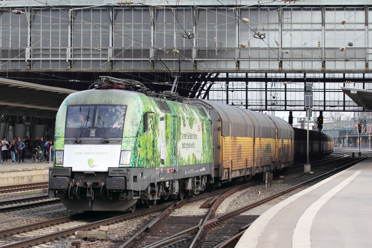 ÖBB Green Points 1016 023-2 durchfährt Bremen Hbf. 10.4.2018