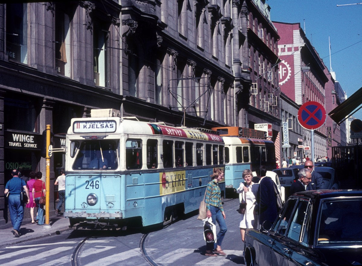 Oslo Oslo Sporveier SL 11 (Tw 246) Rosenkrantz gate am 15. August 1973