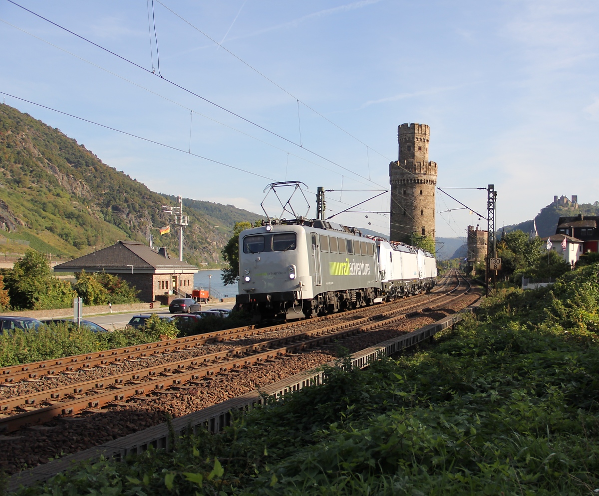 RailAdventure 139 558-1 mit 192 962 und 193 822-4 am Haken in Fahrtrichtung Norden. Aufgenommen am 03.10.2013 in Oberwesel.