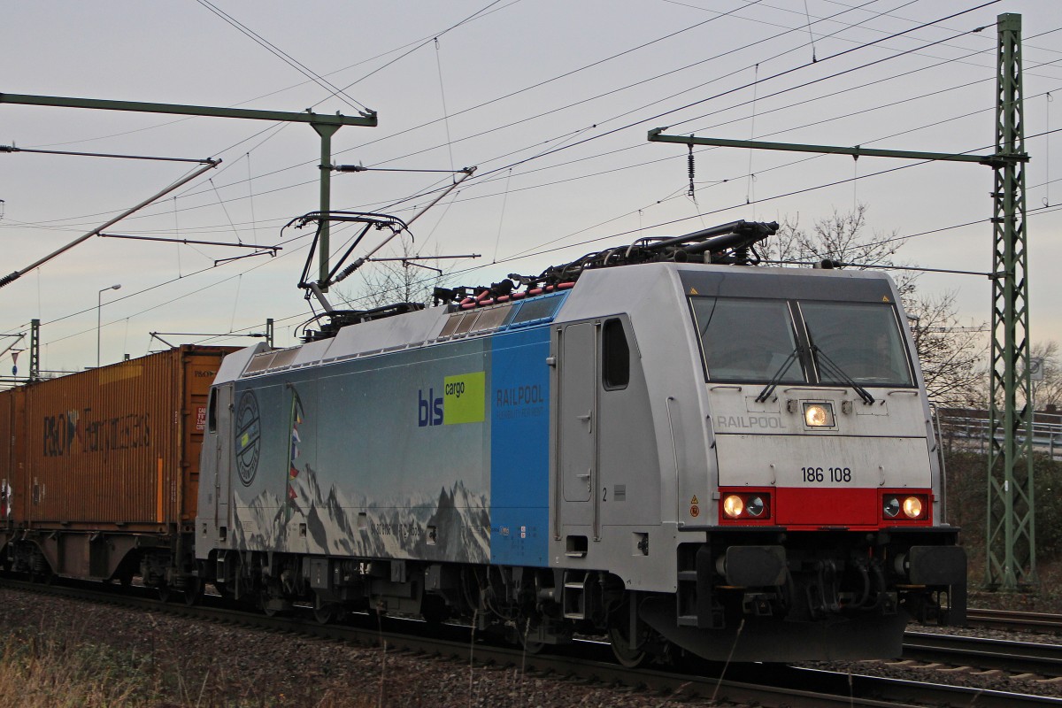Railpool/BLS (ERS Railways) 186 108 am 27.12.13  in Ratingen-Lintorf.