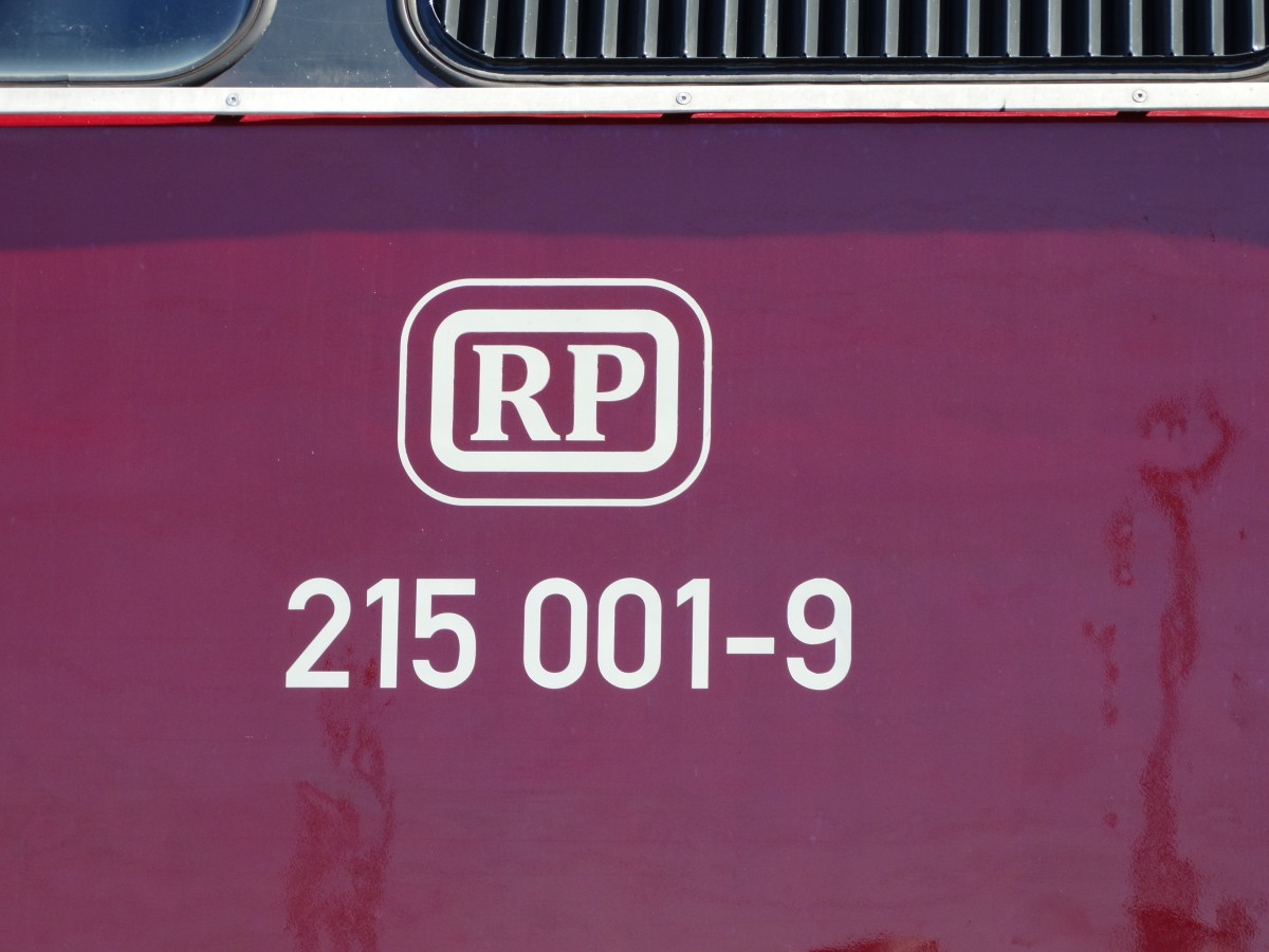 RAILSYSTEMS RP 215 001-9 Beschriftung am 14.06.15 in DB Museum Koblenz