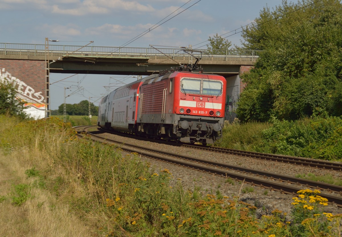 RB 27 an der L116 Brcke bei Grevenbroich, geschoben von der 146 835-7. Freitag 16.8.2013