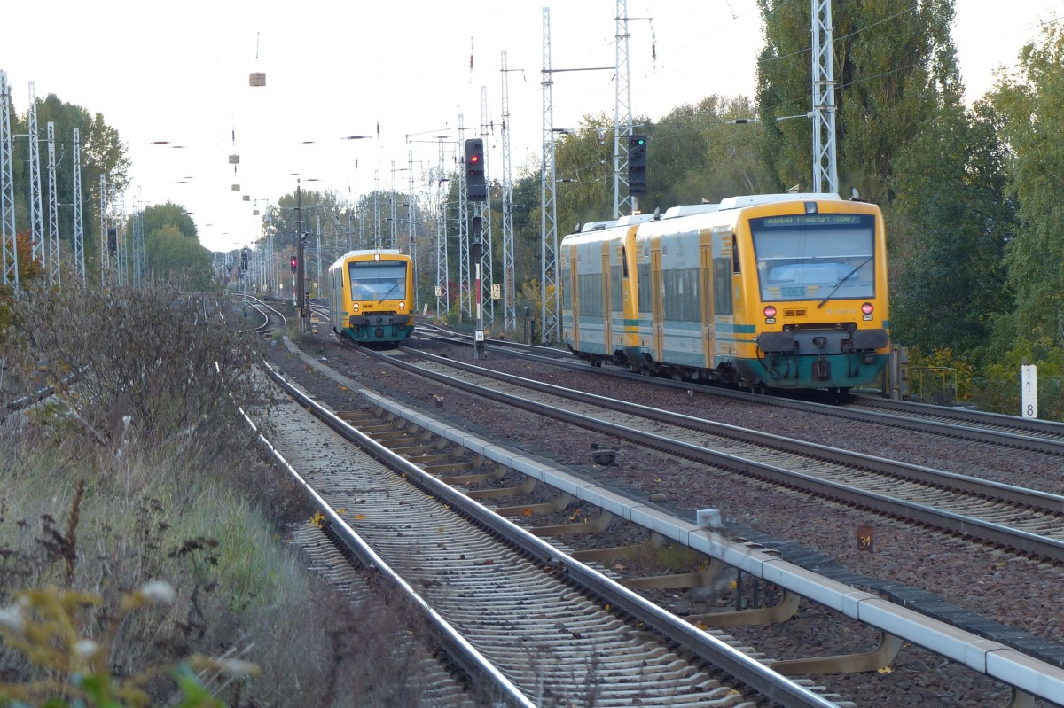 RB60(Frankfurt/Oder-Berlin Lichtenberg) Zugkreuzung am 18.10.2013 in Berlin- Karow.