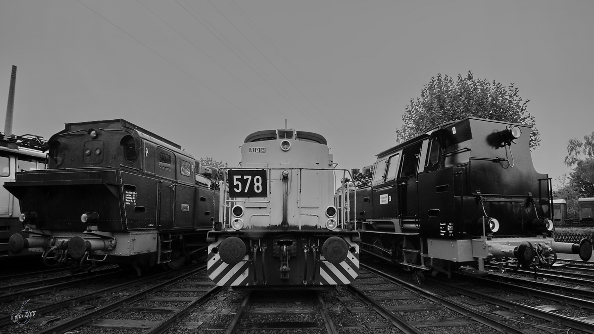 RBH  578  zwischen Hibernia 41-E und RAG D-724 im Eisenbahnmuseum Bochum-Dahlhausen. (September 2018)