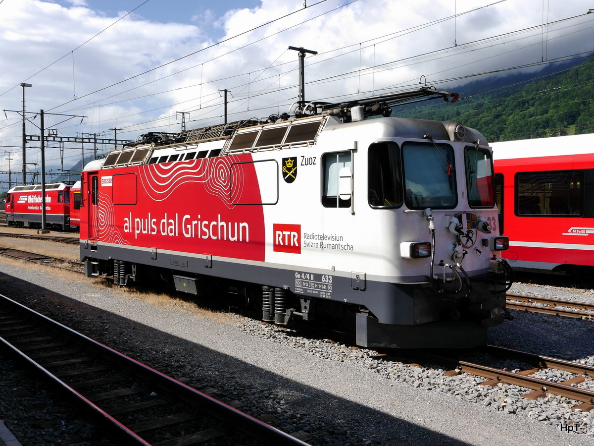 RhB - Lok Ge 4/4 633 im Bahnhof Landquart am 24.05.2018
