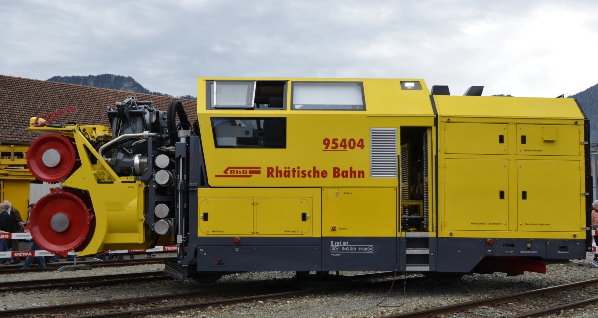 RhB Xrot 95404, ausgestellt anlässlich des Jubiläums 125 Jahre RhB am 10.05.2014 in Landquart.