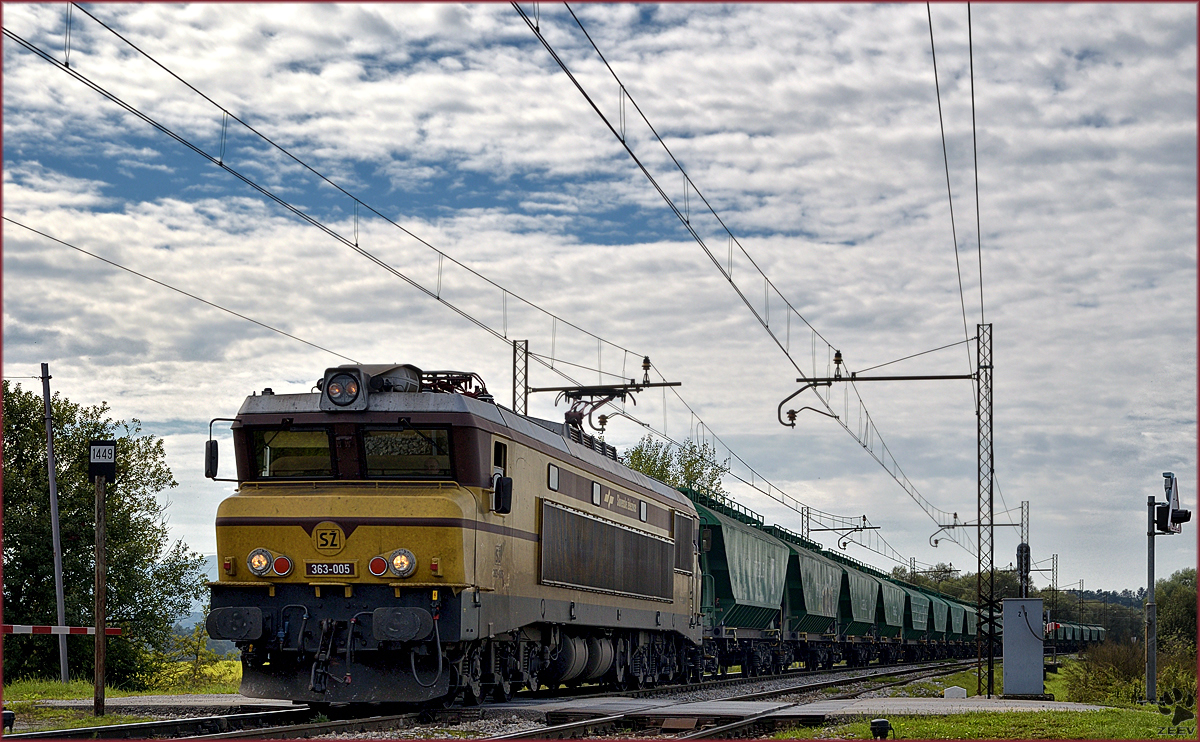 SŽ 363-005 zieht Güterzug durch Pragersko Richtung Hodoš. /20.9.2016