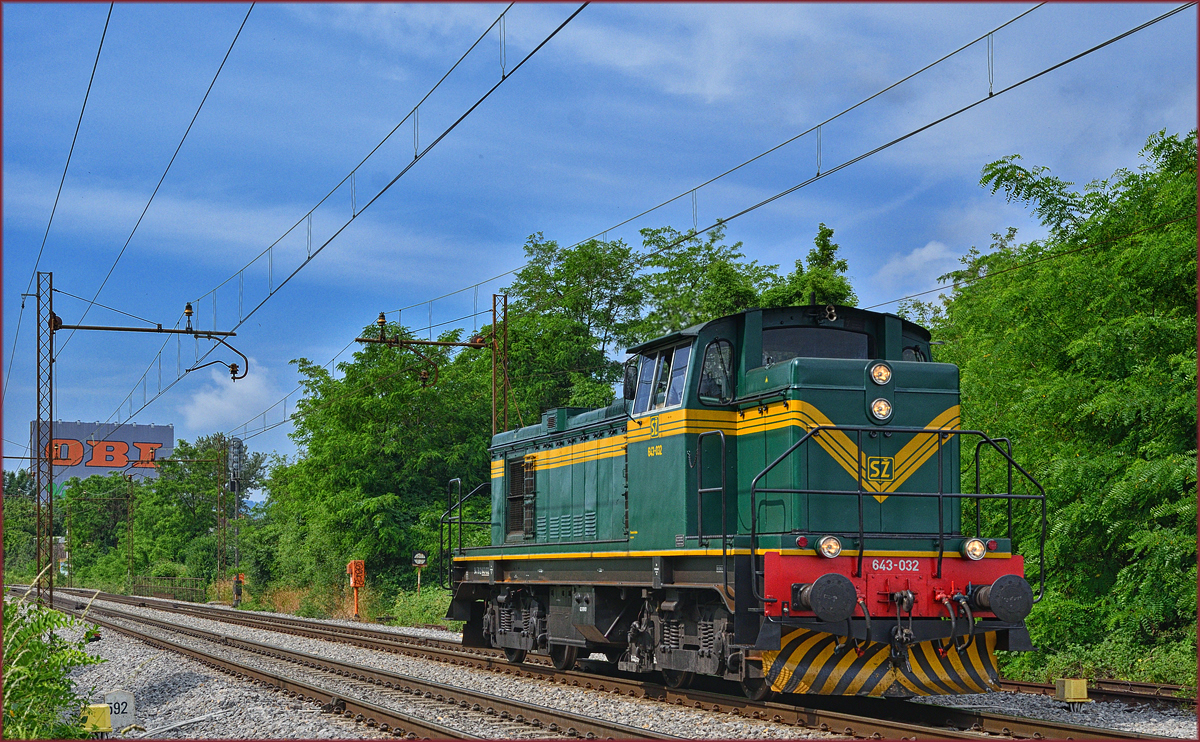 SŽ 643-032 fährt als Lokzug durch Maribor-Tabor Richtung Maribor HBF./2.6.2017