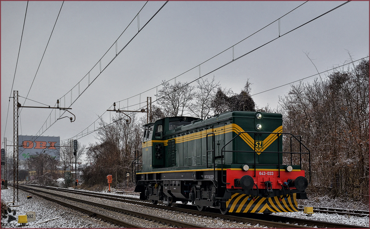 SŽ 643-033 fährt als Lokzug durch Maribor-Tabor Richtung Studenci. /23.12.2016