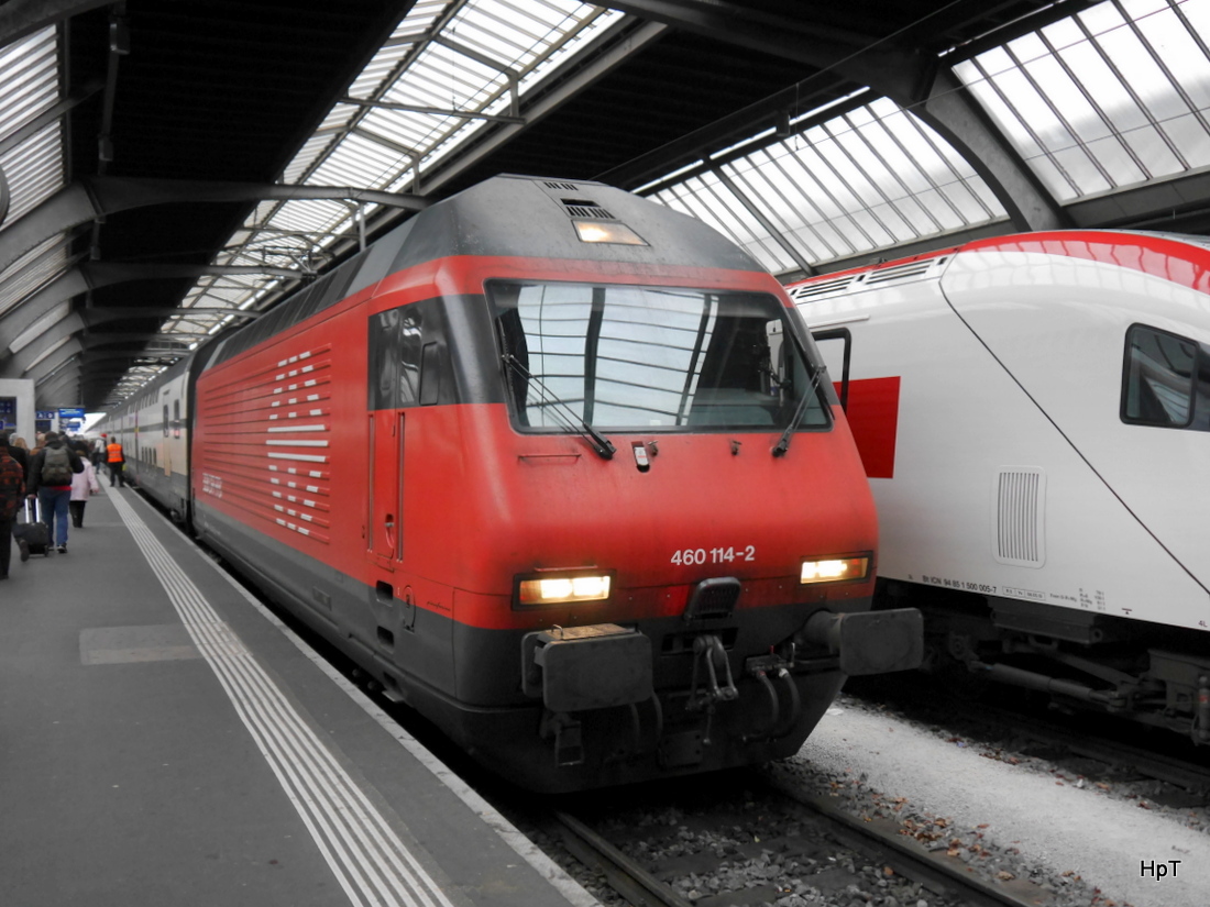 SBB - 460 114-2 mit IC im HB Zürich am 24.01.2015