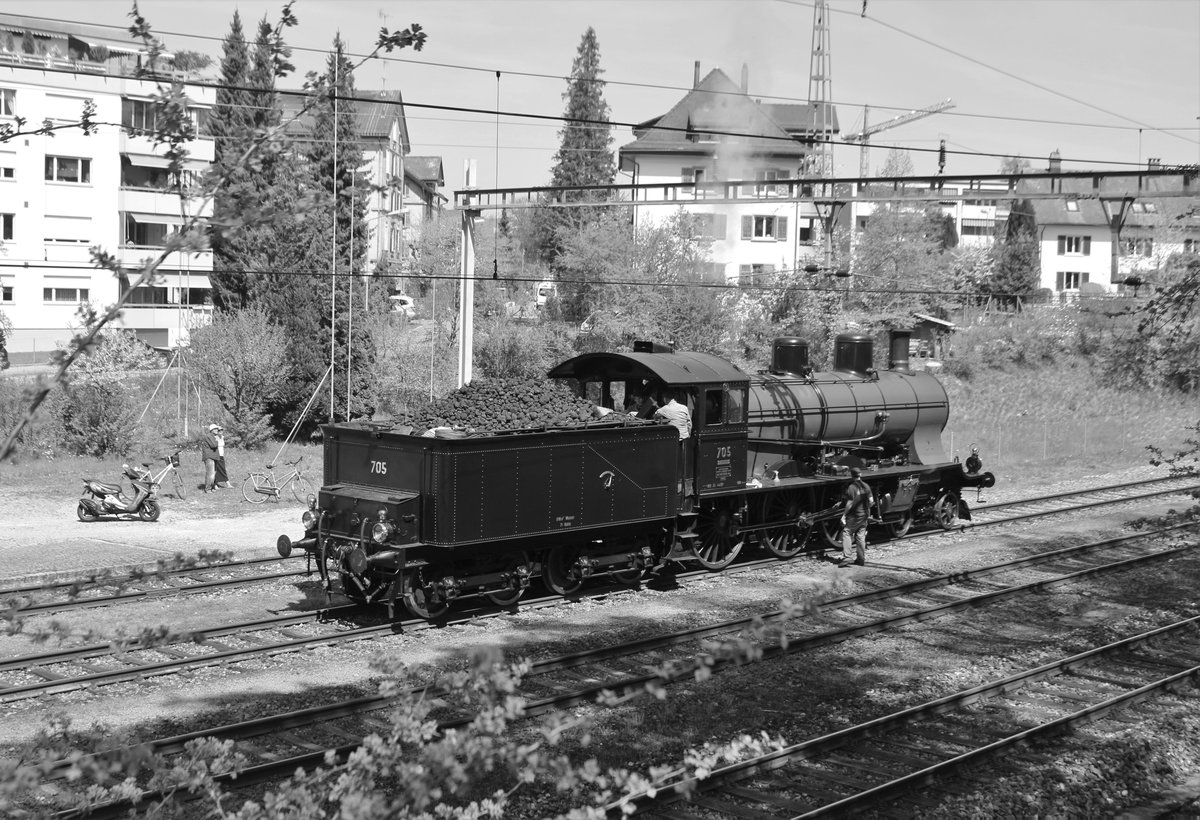 SBB Historic A 3/5 Nr. 705 am 21. April 2018 im Bahnhof Winterthur Töss. ...