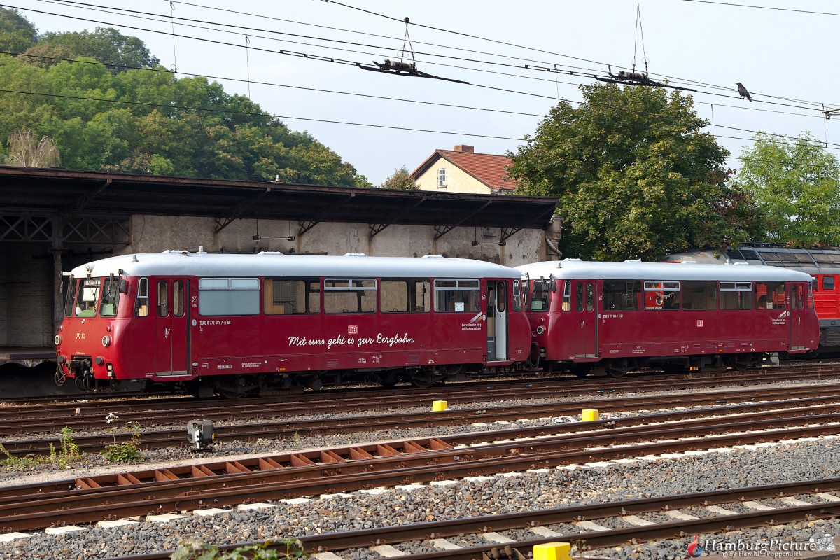Schienenbus VT 772 140 und 141 - Historischer Schienenbus der DR in Eisenach...
Am 06.09.2014...
