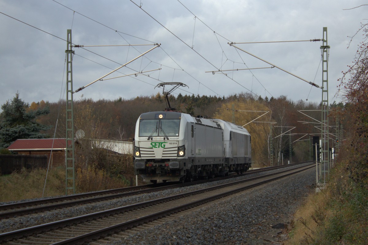 SETG 193 814 + 223 143 von Nordic-Rail-Service als Doppel Lz Freiberg - Hof -(Wiesau) als 92509 aufgenommen in Plauen am 14.11.2015
