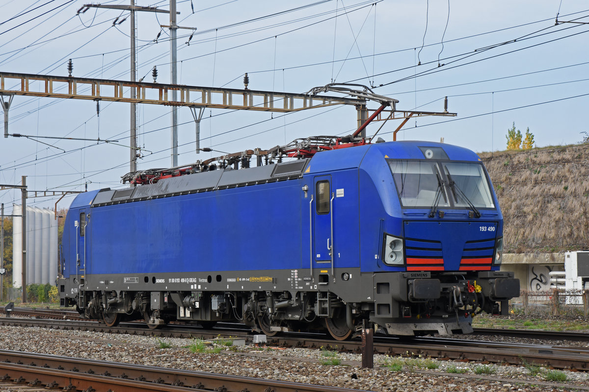 Siemens Vectron 193 490-0 durchfährt den Bahnhof Pratteln. Die Aufnahme stammt vom 09.11.2018.