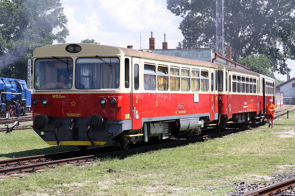 SK-ZSR 95 56 7 810 004-6, historisch angeschrieben als M152 0004, am 17.Juni 2018 beim  RENDEZ 2018  im ZSR Eisenbahnmuseum in Bratislava východ.