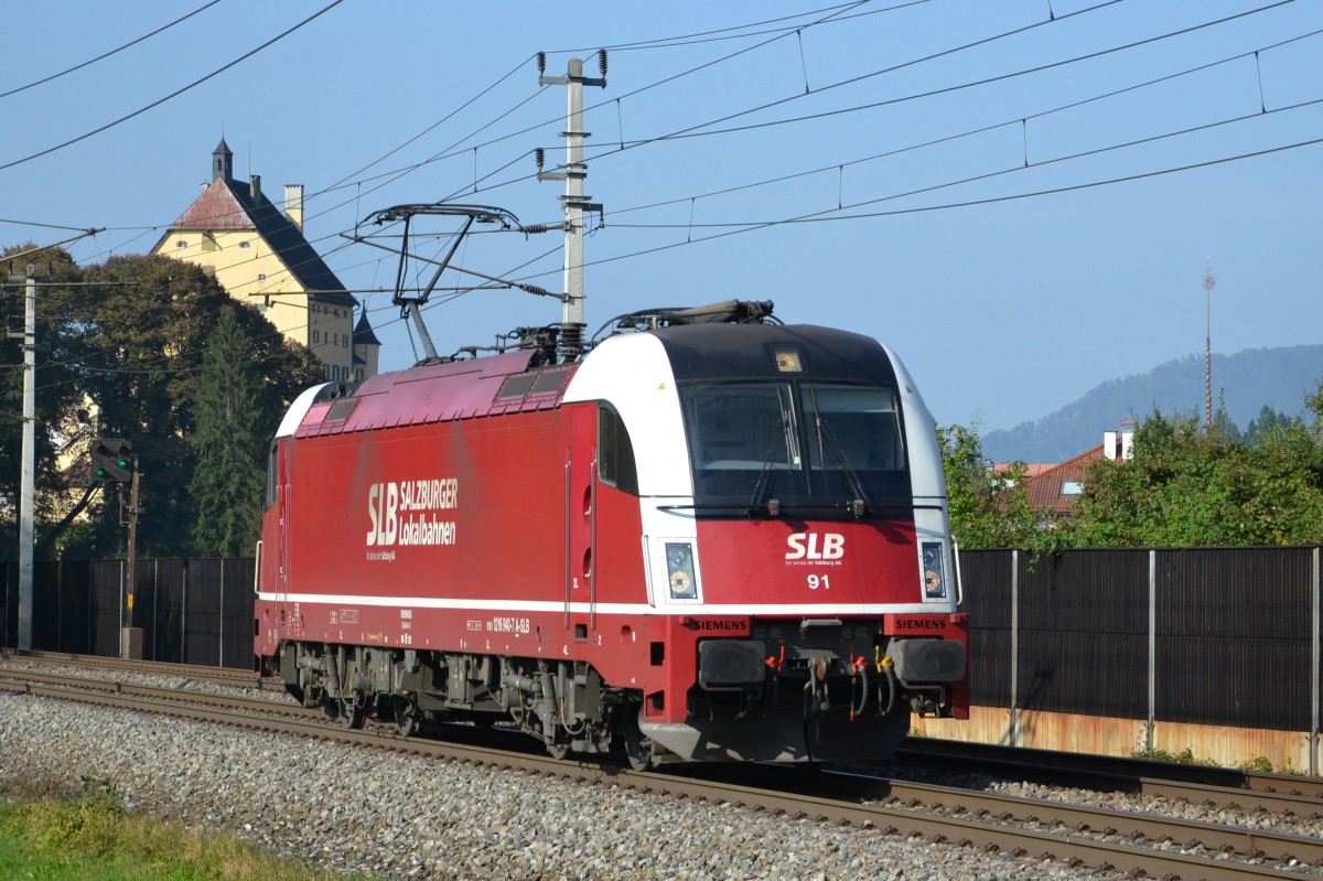 SLB 1216 940 (E 91) bei der Durchfahrt in Elsbethen aufgenommen am 6. 10.2014