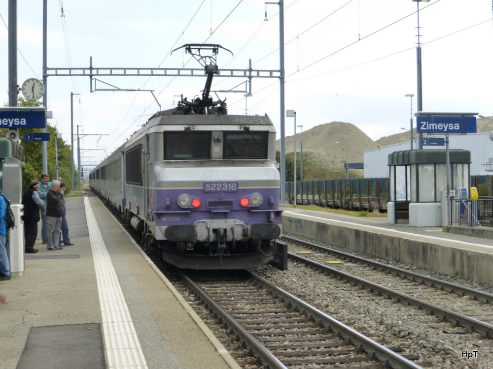 SNCF - Nachschuss der Lok 522316 bei der SBB Haltestelle Zimeysa am 14.09.2014