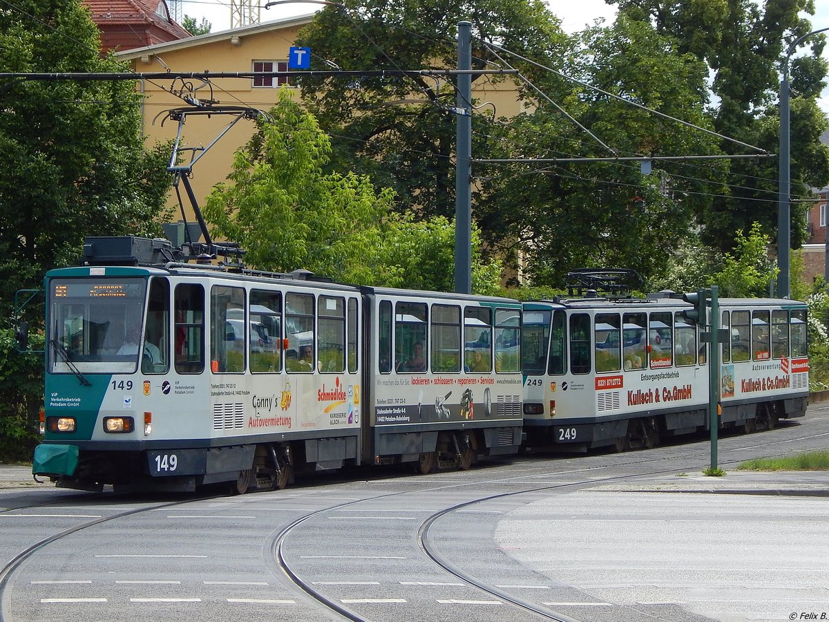Tatra Nr. 149 und 249 der ViP in Potsdam am 10.06.2016
